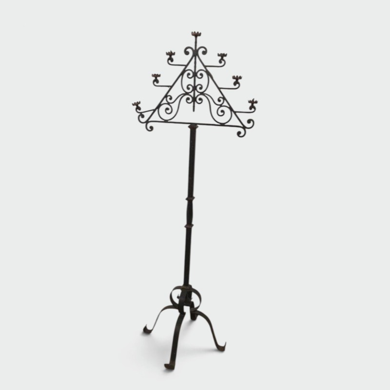 Seven-Arm Wrought Iron Floor Lamp, Art Déco, French Work, circa 1940