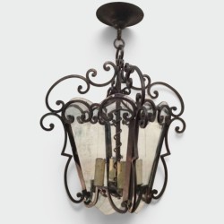 Wrought Iron and Cut Glass Lantern. Circa 1940