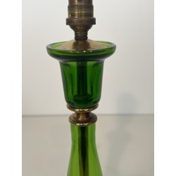 Table Lamp in Emerald Green Glass and Gilt Bronze, Circa 1950