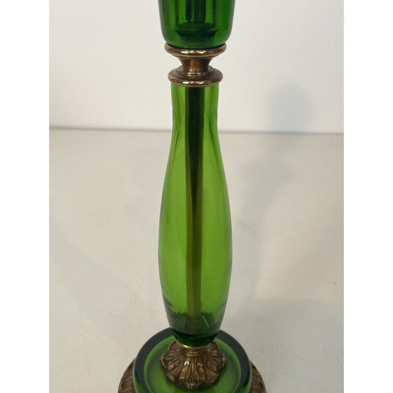 Table Lamp in Emerald Green Glass and Gilt Bronze, Circa 1950