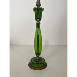 Table Lamp in Emerald Green Glass and Gilt Bronze, Circa 1950