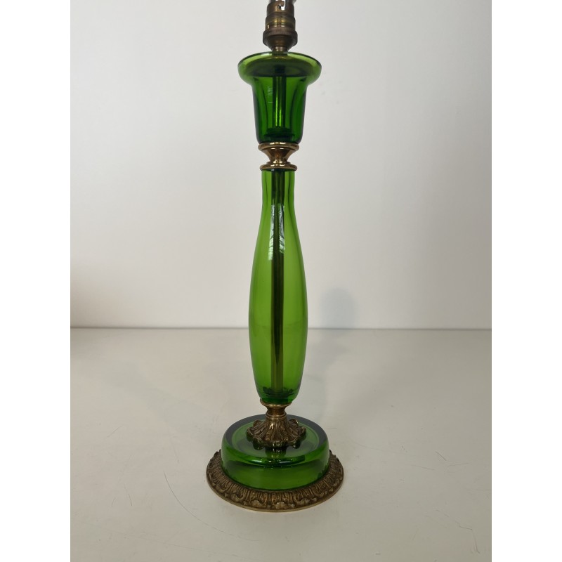 Table Lamp in Emerald Green Glass and Gilt Bronze, Circa 1950
