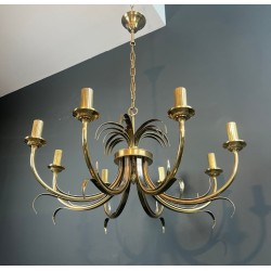 Pineapple Chandelier in Brushed and Gilt Metal, in the Manner of Maison Charles, French, circa 1970