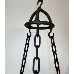 Wrought Iron Chandelier, 5 Arms, Leaf Décor, French Artisan, circa 1950