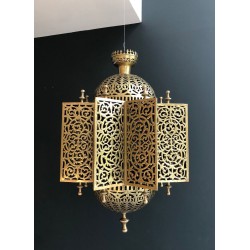 Brass Lantern, Moorish Geometric Pierced Work, Oriental, Late 19th Century