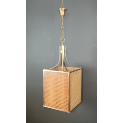 Lucite, Cane and Brass Lantern, in the Manner of Gabriella Crespi and Christian Dior, Italian, circa 1970