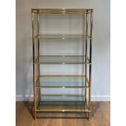 Five-Tier Gilt Chrome and Glass Étagère, Mid-Century Modern, French, circa 1970