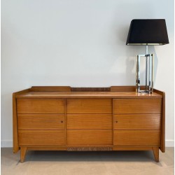 Large Pine and Rattan Sideboard, French, circa 1970