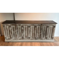 Large Patinated Oak Six-Door Buffet, French, 19th Century