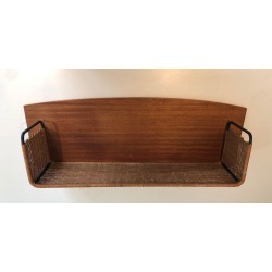 Rattan and Lacquered Metal Shelf Unit, Raymond Glemeau, French, 1970