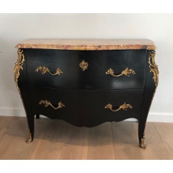 Curved Ebonized Commode with Bronze Mounts, De Beyne, Roubaix, circa 1900