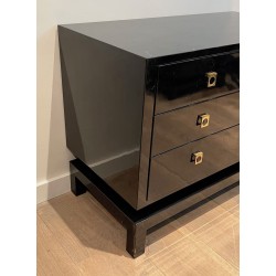 Black Lacquered Commode by Guy Lefèvre for Jansen, French, circa 1970
