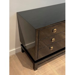Black Lacquered Commode by Guy Lefèvre for Jansen, French, circa 1970