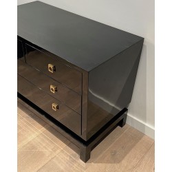 Black Lacquered Commode by Guy Lefèvre for Jansen, French, circa 1970
