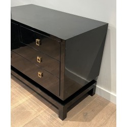 Black Lacquered Commode by Guy Lefèvre for Jansen, French, circa 1970