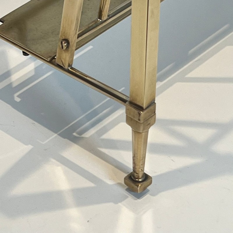 Magazine Rack Attributed to Maison Ramsay, Neoclassical, Brass, French, circa 1940