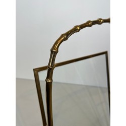 Magazine Rack in Faux-Bamboo Bronze and Brass by Maison Baguès, French, circa 1940
