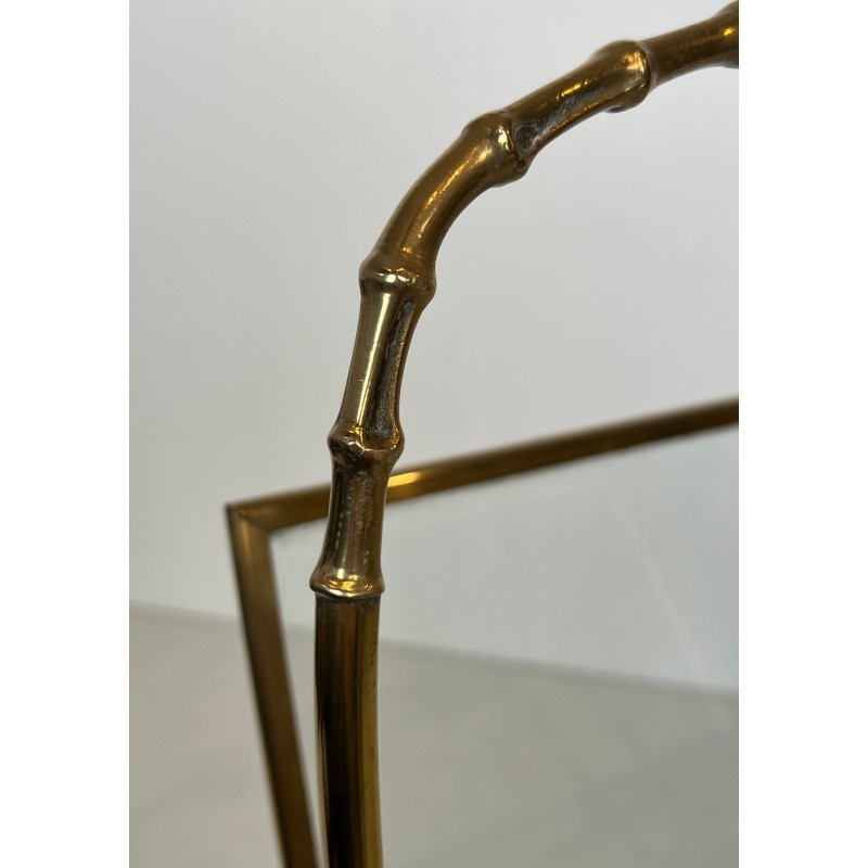 Magazine Rack in Faux-Bamboo Bronze and Brass by Maison Baguès, French, circa 1940