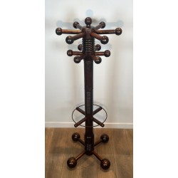 Coat Rack in Carved Oak by Charles Dudouyt, Brutalist, French, circa 1950