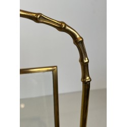Magazine Rack in Faux-Bamboo Bronze and Brass by Maison Baguès, French, circa 1940