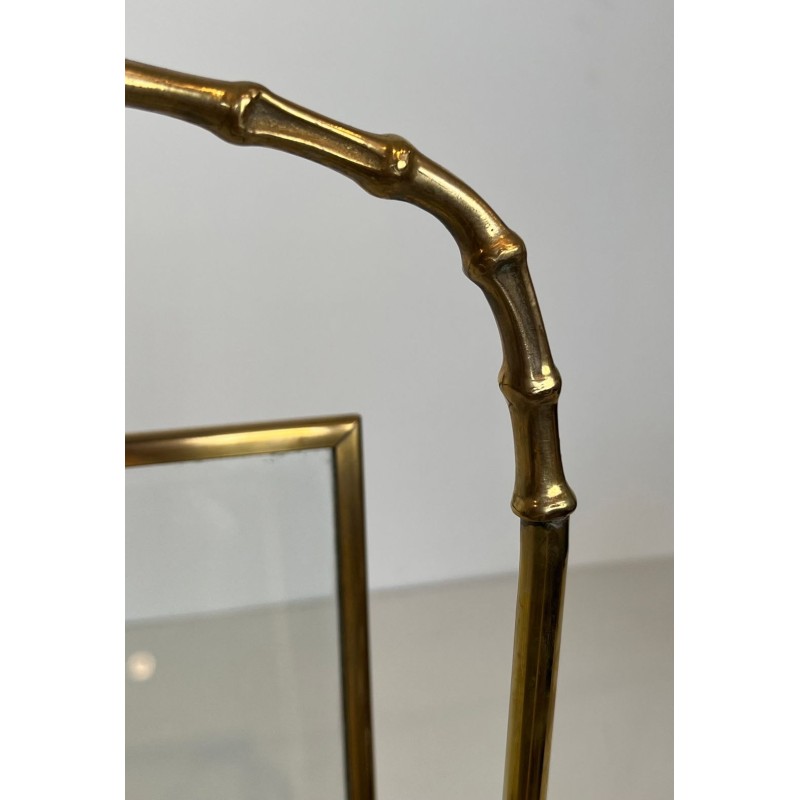Magazine Rack in Faux-Bamboo Bronze and Brass by Maison Baguès, French, circa 1940