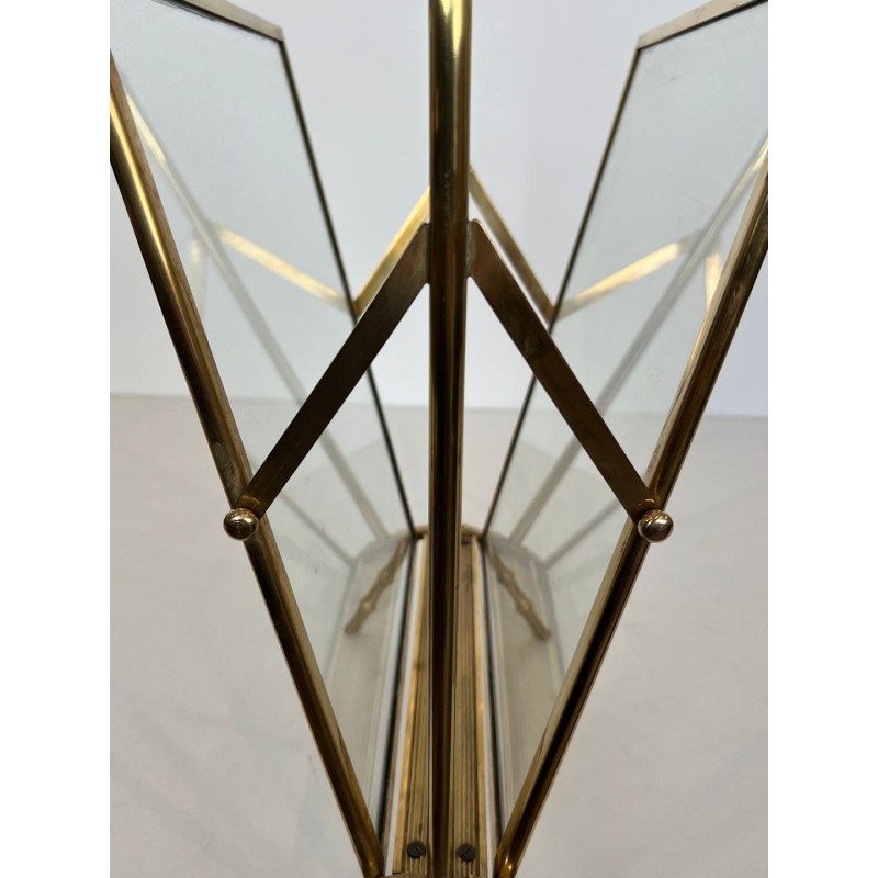Magazine Rack in Faux-Bamboo Bronze and Brass by Maison Baguès, French, circa 1940