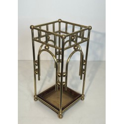 Umbrella Stand in Brass in the Style of Josef Hoffmann, Austrian, circa 1900