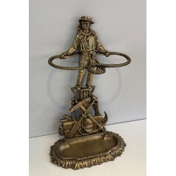 Umbrella Stand in Bronze Depicting a Sailor, Art Nouveau, French, circa 1900