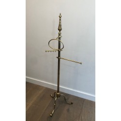 Neoclassical Freestanding Brass Towel Rack, French, circa 1940