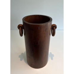 Brutalist Solid Wood Umbrella Stand, French, circa 1950