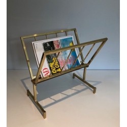 Brass Magazine Rack, Mid-Century Modern, French, circa 1970