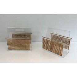 Pair of Lucite, Brass & Cane Magazine Racks, Dior-Crespi Style, French, circa 1970