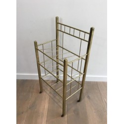 Brass Magazine Rack, French, Belle Époque, circa 1900