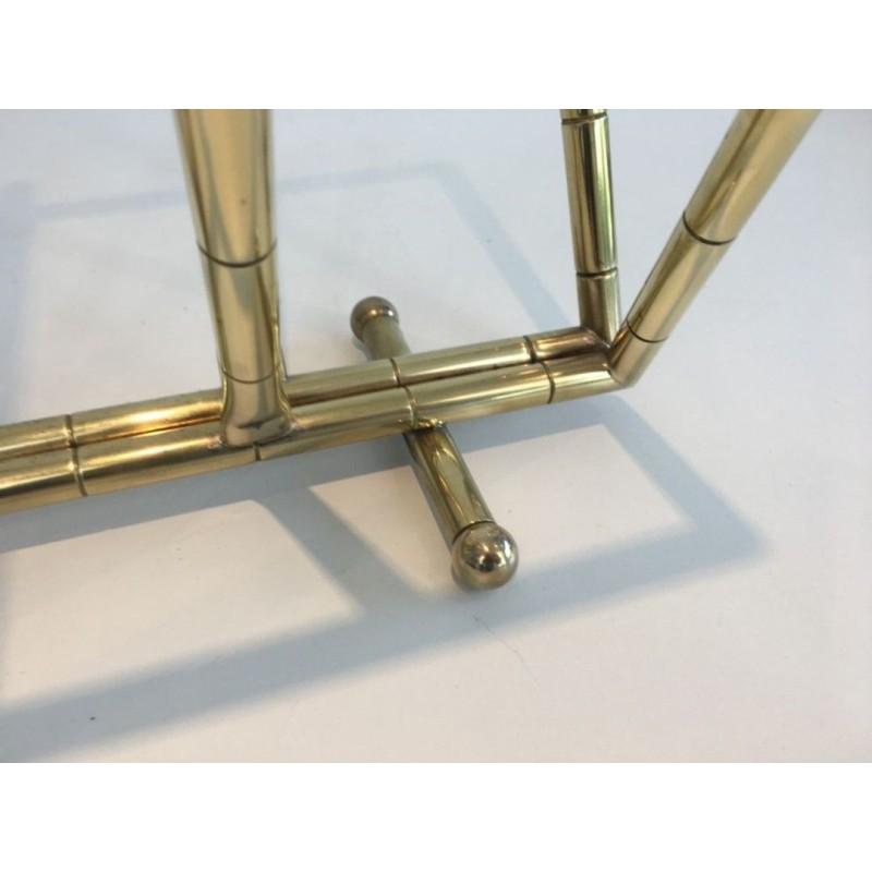 Faux-Bamboo Brass Magazine Rack, French, circa 1970