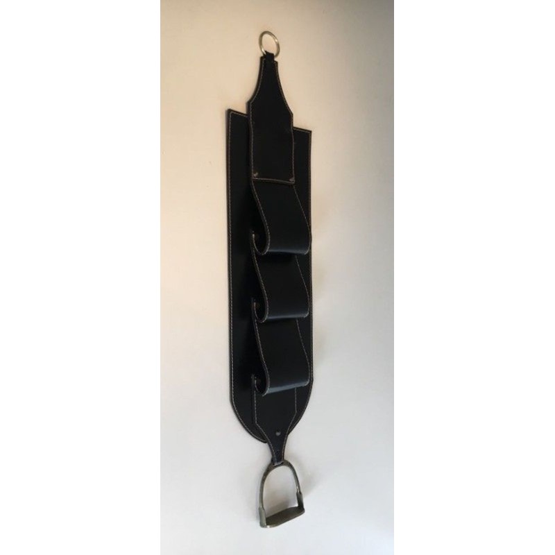 Leather Wall Magazine Rack, Attributed to Jacques Adnet, French, circa 1950