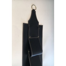 Leather Wall Magazine Rack, Attributed to Jacques Adnet, French, circa 1950