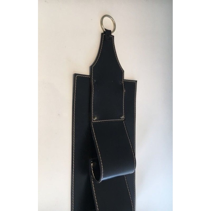 Leather Wall Magazine Rack, Attributed to Jacques Adnet, French, circa 1950