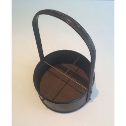 Leather & Wood Bottle Holder, in the Style of Jacques Adnet, French, circa 1950