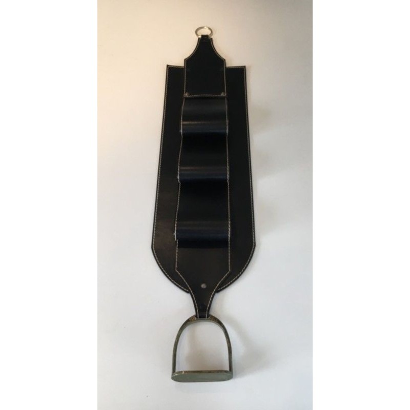 Leather Wall Magazine Rack, Attributed to Jacques Adnet, French, circa 1950
