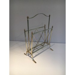Neoclassical Brass Magazine Rack, Attributed to Maison Jansen, French, circa 1940