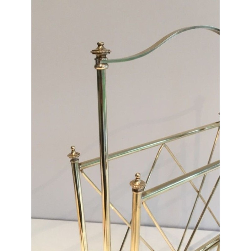 Neoclassical Brass Magazine Rack, Attributed to Maison Jansen, French, circa 1940