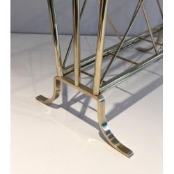 Neoclassical Brass Magazine Rack, Attributed to Maison Jansen, French, circa 1940