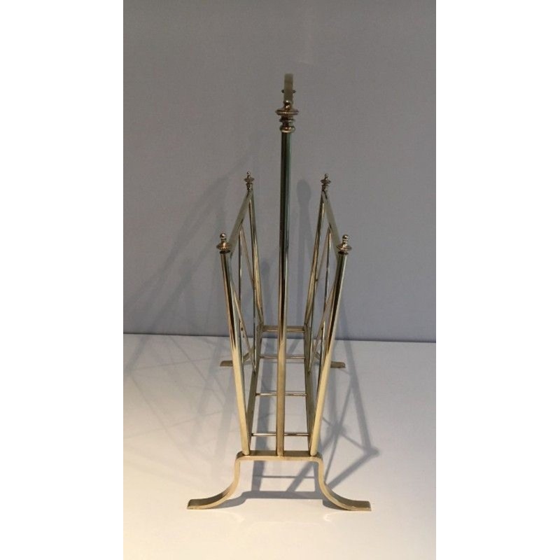 Neoclassical Brass Magazine Rack, Attributed to Maison Jansen, French, circa 1940