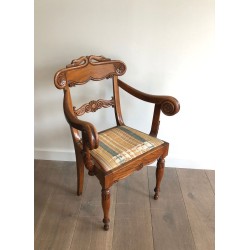 Mahogany Office Armchair, English Regency, Swan-Neck Decoration, circa 1830