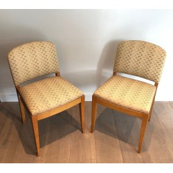 Pair of Art Déco Sycamore Side Chairs, French Work, circa 1930