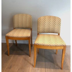 Pair of Art Déco Sycamore Side Chairs, French Work, circa 1930