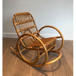 Children's Rattan Rocking Chair, French Work, circa 1970