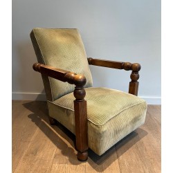 Important Brutalist Armchair in the Manner of Charles Dudouyt, French, circa 1945
