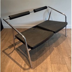 Design Sofa ‘System’, Chrome & Black Rubber, French, circa 1970