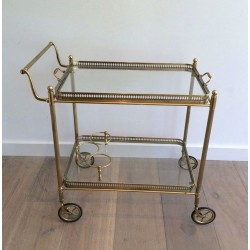 Neoclassical Brass Drinks Trolley with Removable Trays, French Work, circa 1940